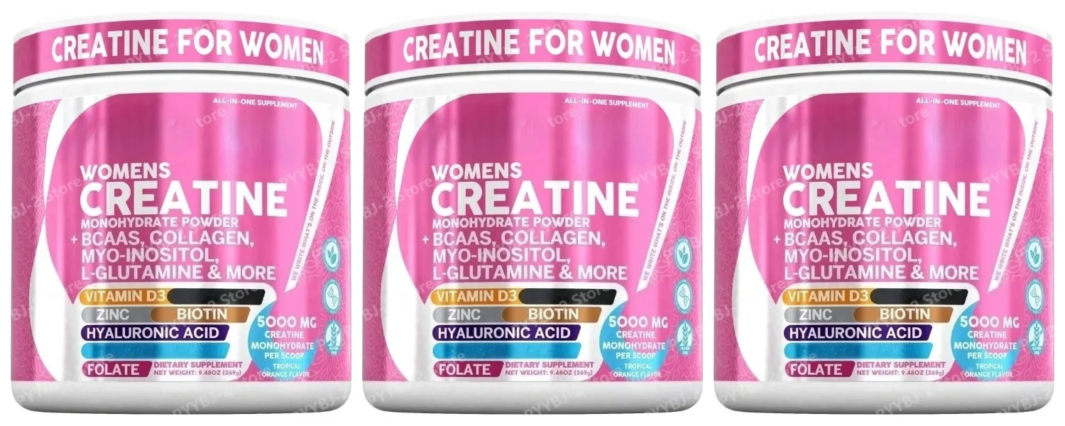 Women's Creatine Monohydrate Powder 5000mg BCAA Multi-Collagen Biotin Vitamin D3 Tropical Orange Sports Nutrition 30 Servings — image 9