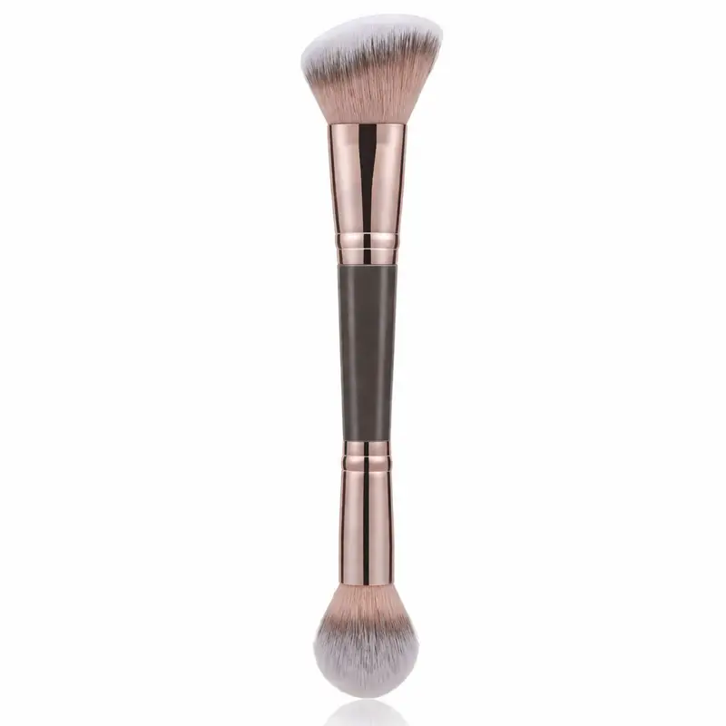 Dubbelsidig bronzerborste Vinklade och runda konturborstar för skönhetsblandning flytande pulver Concealer Cream Cosmetics Blush