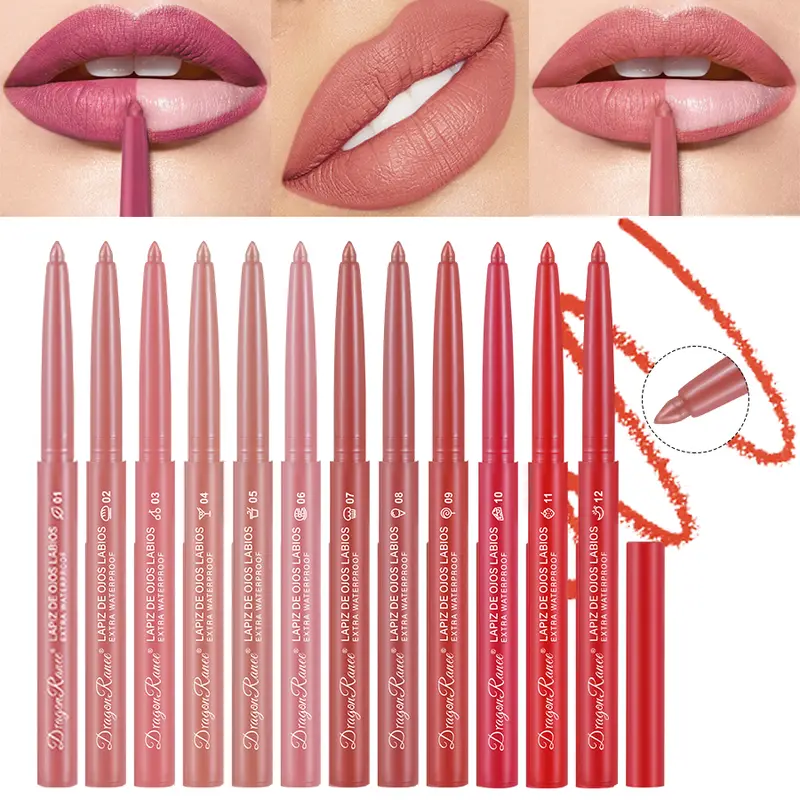 Lip Liner Lipstick Pen Waterproof Long-Lasting Contouring Lip Pencil Matte Finish Beginner Automatic Lip Liner Bean Paste Color Contouring Pen Automatic Rotating Lip Liner — image 2