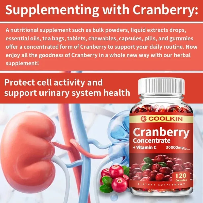 Cranberry Extract Supplement - Urinary Tract Health Capsules To Boost Immunity