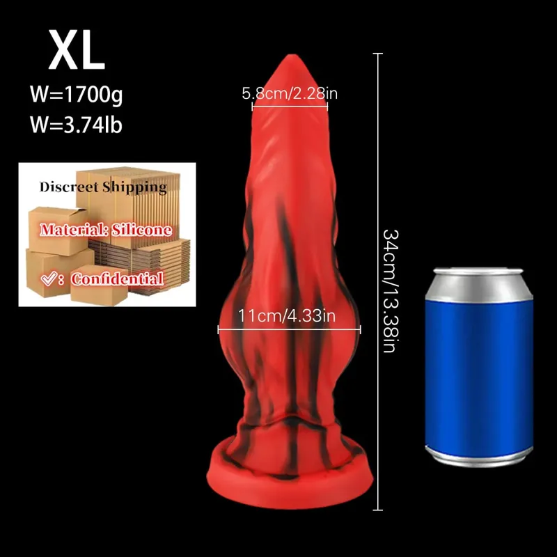 Énorme Silicone fantaisie Animal gode Plug Anal Prostate sexe pour hommes femmes gros noeud chien gode ventouse godemichet Anal coq Sex Toys18 — image 10
