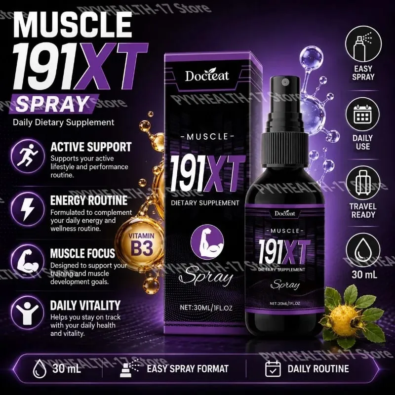 191XT Spray muscular con vitamina B3 L-Arginina y extracto de Tribulus Terrestris para resistencia y soporte muscular 30 ML — image 2