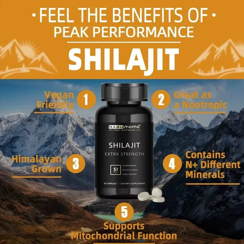 Shilajit Capsule 100% Pure Non-GMo Supports Reproductive Health Natural Energizer — image 4
