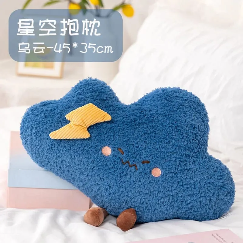 Soft Starry Sky Pillow Cute Rainbow Moon Star Plush Pillow Creative Sun Cloud Pillow Cushion Sleep Companion Pillow Home Decor