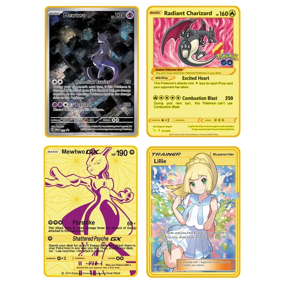 2025 NEW Pokemon Metal Card 10000 Points Arceus Charizard Super Card Golden English Mewtwo Vmax GX EX Anime Collection Cards Gif — image 5