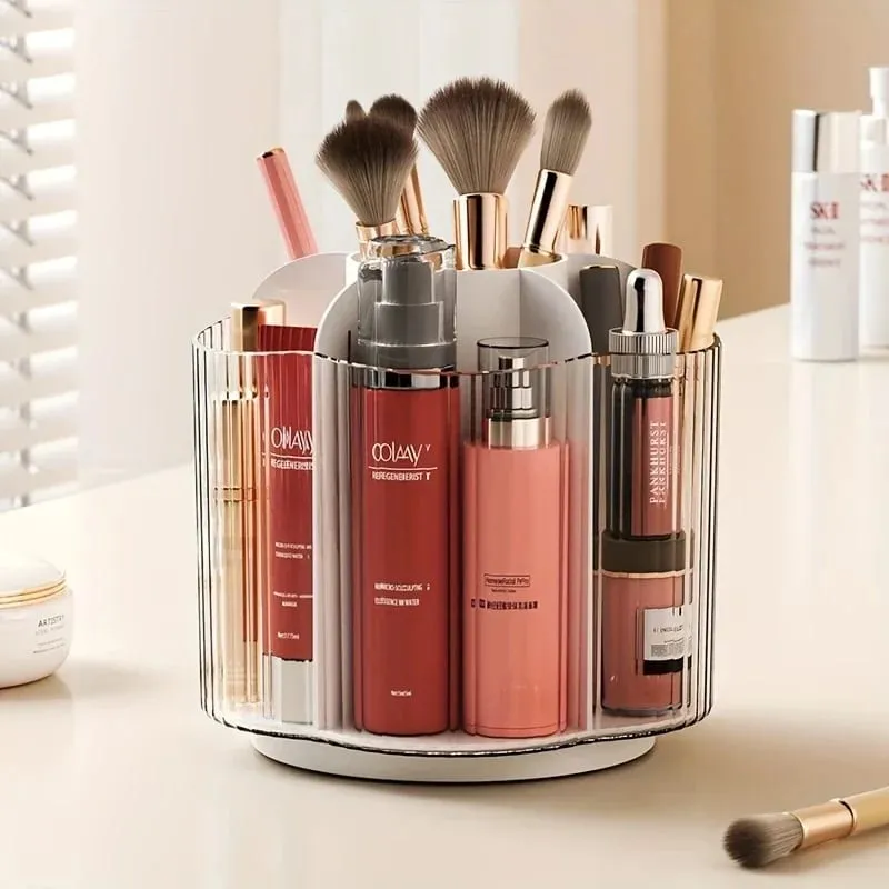 360° Rotating Makeup Brush Holder Detachable 6 Grids Cosmetics Storage Box Round Revolving Makeup Brushes Tools Organizer Box — image 4