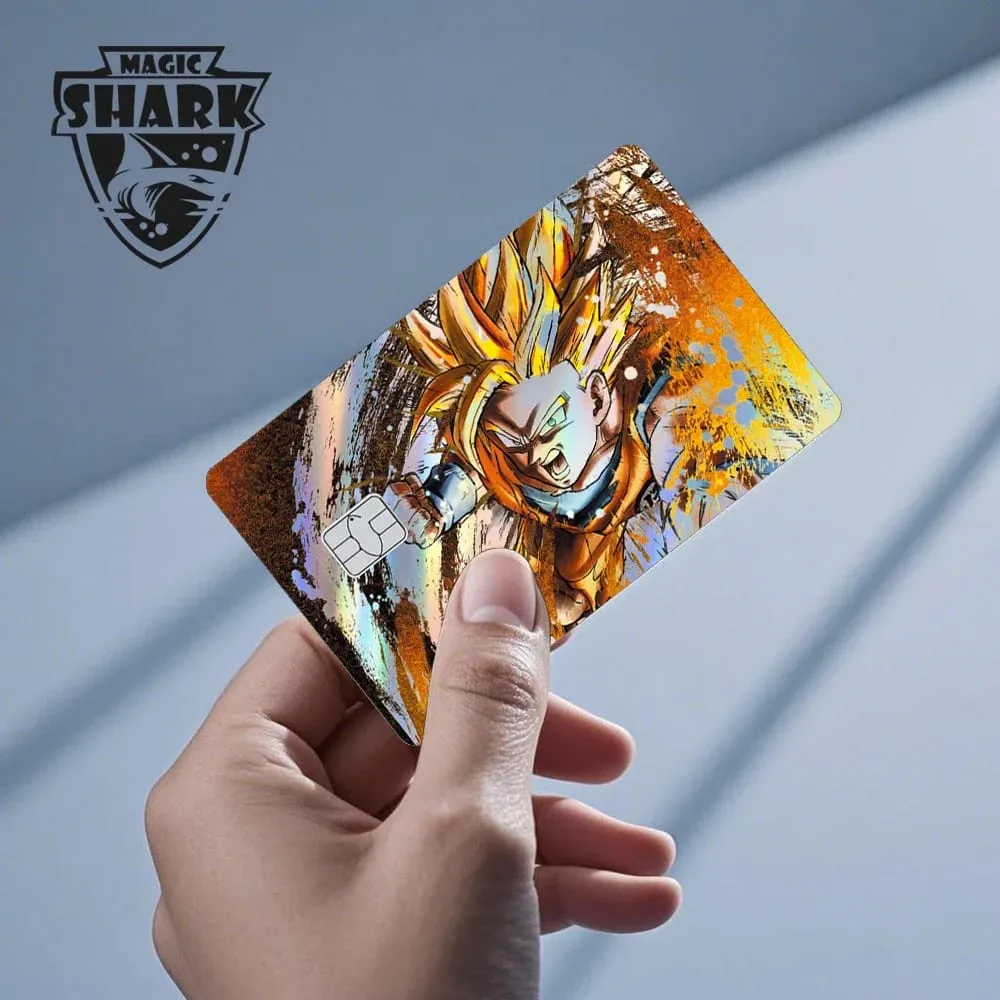 Magic Shark Goku Vegeta Cool Shinny Holographic Laser Credit Debit Card Sticker Film Front Skin Cover — image 6