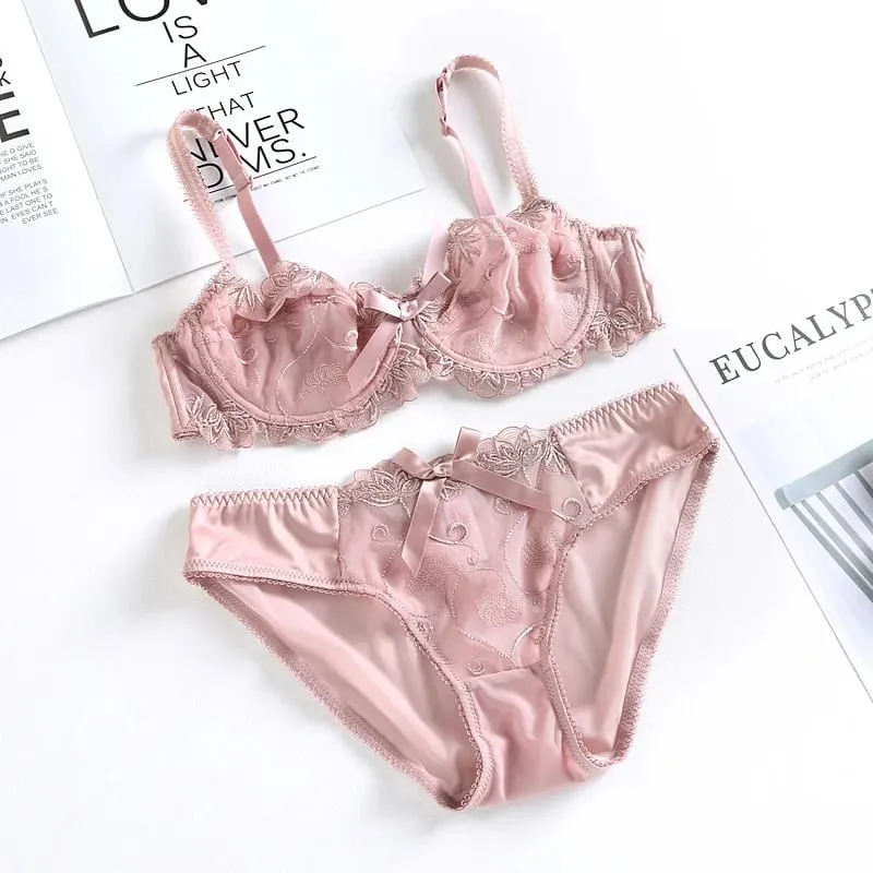 Everyday Sexy Lingerie Set Ultra Thin European Lace Bra Transparent Sheer for Large Bust Comfort Push Up & Gather BANERDANNI — image 5