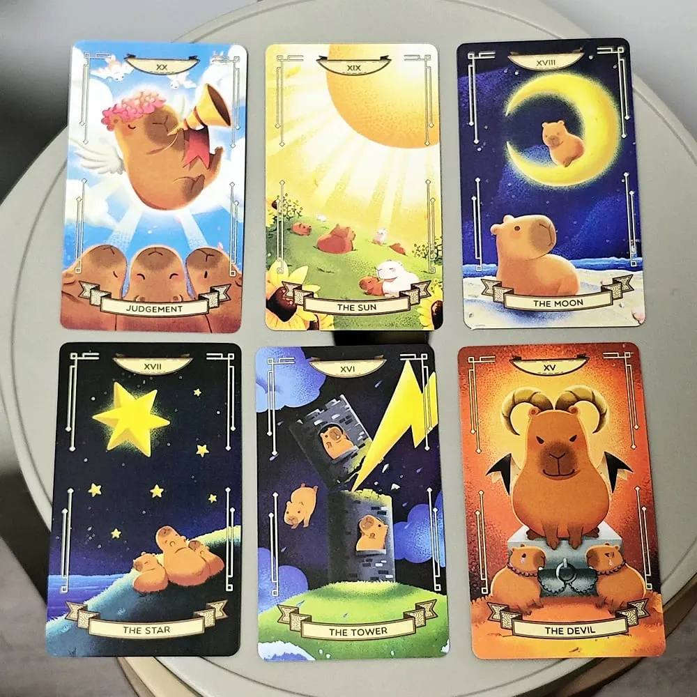 Capybara Tarot Deck 10.3*6cm 78 Cute Tarot Cards Bring That Soothing Vibe and Energy Into A Tarot Deck — image 4