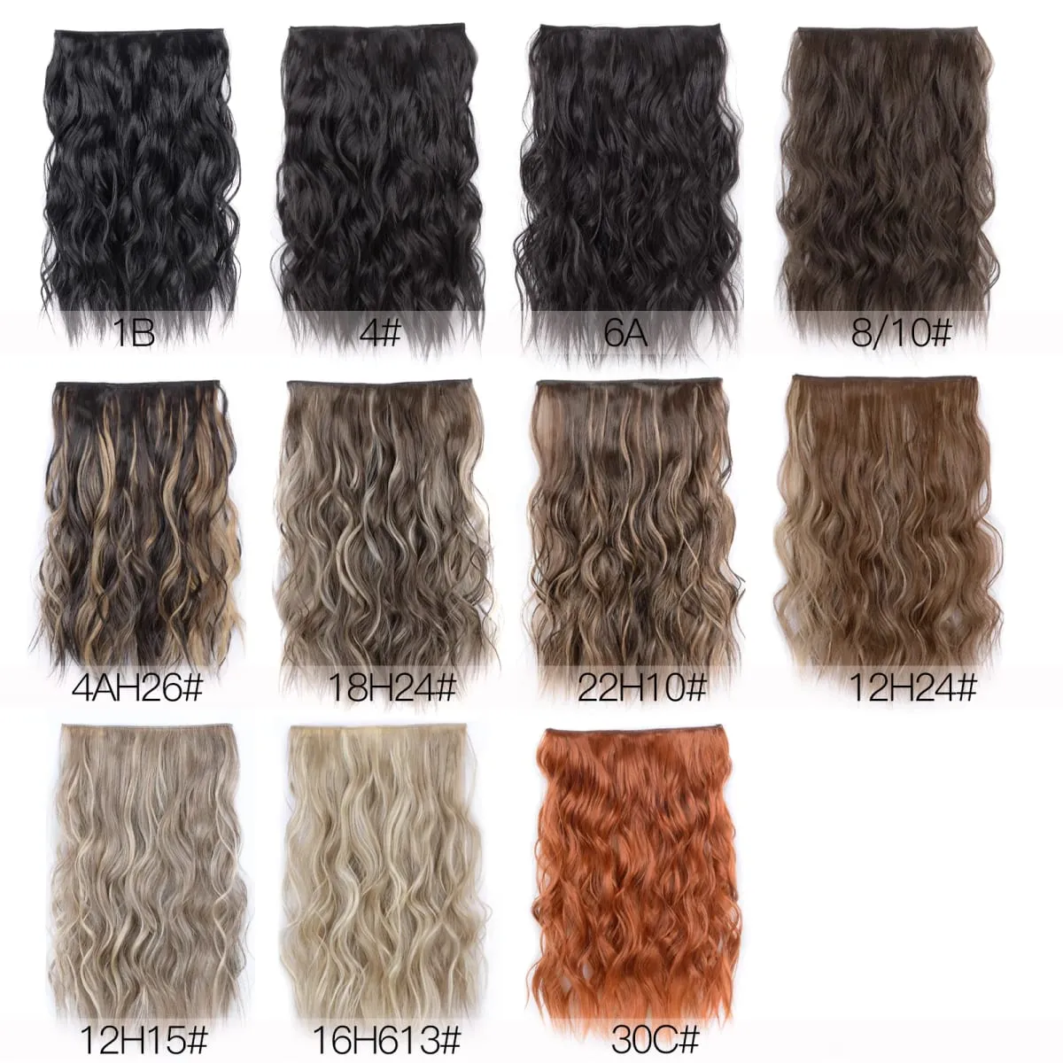 Synthetic 4 Clips Invisible Wire Hair Extensions Long Wavy Natural Fish Line One Piece False Hairpiece Hair Extension For Women