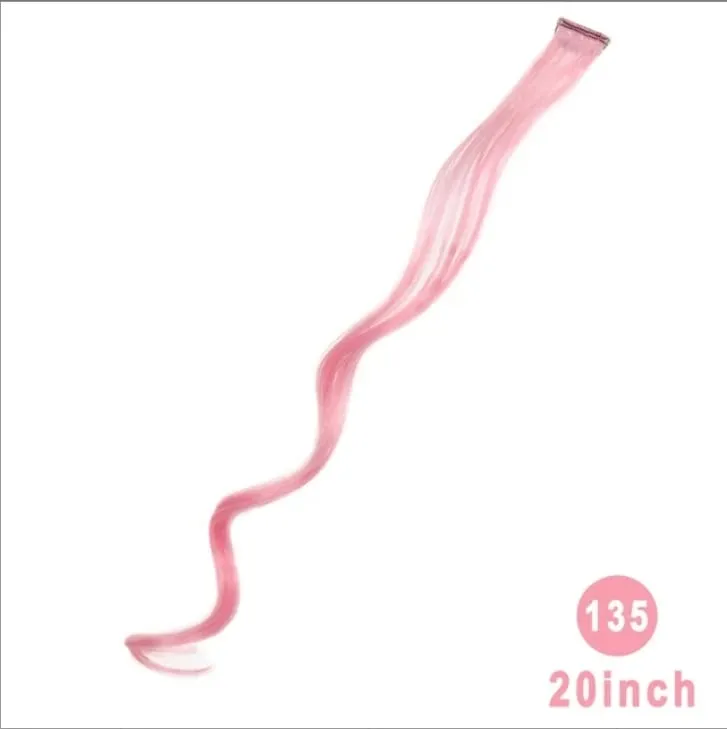 Colorful Hair Extensions Curly One Clip in Synthetic Long Hairpiece For Girls Women Kid Multi-colors Party Highlights Wig Piece — image 27