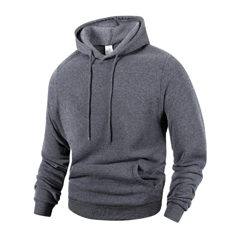 Men's Casual Thicken Hoodies Autumn Winter Long Sleeve Pullover Fashion Loose Solid Color Sweatshirt Spring Warm Outdoor Hoody — image 7