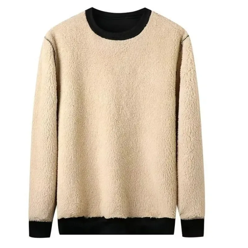 Lamb Fleece Lined Fleece Lined Sweatshirt Thick Warm Thermal Loose Fit Long Sleeve Sweatshirt Autumn Winter Weight — image 5
