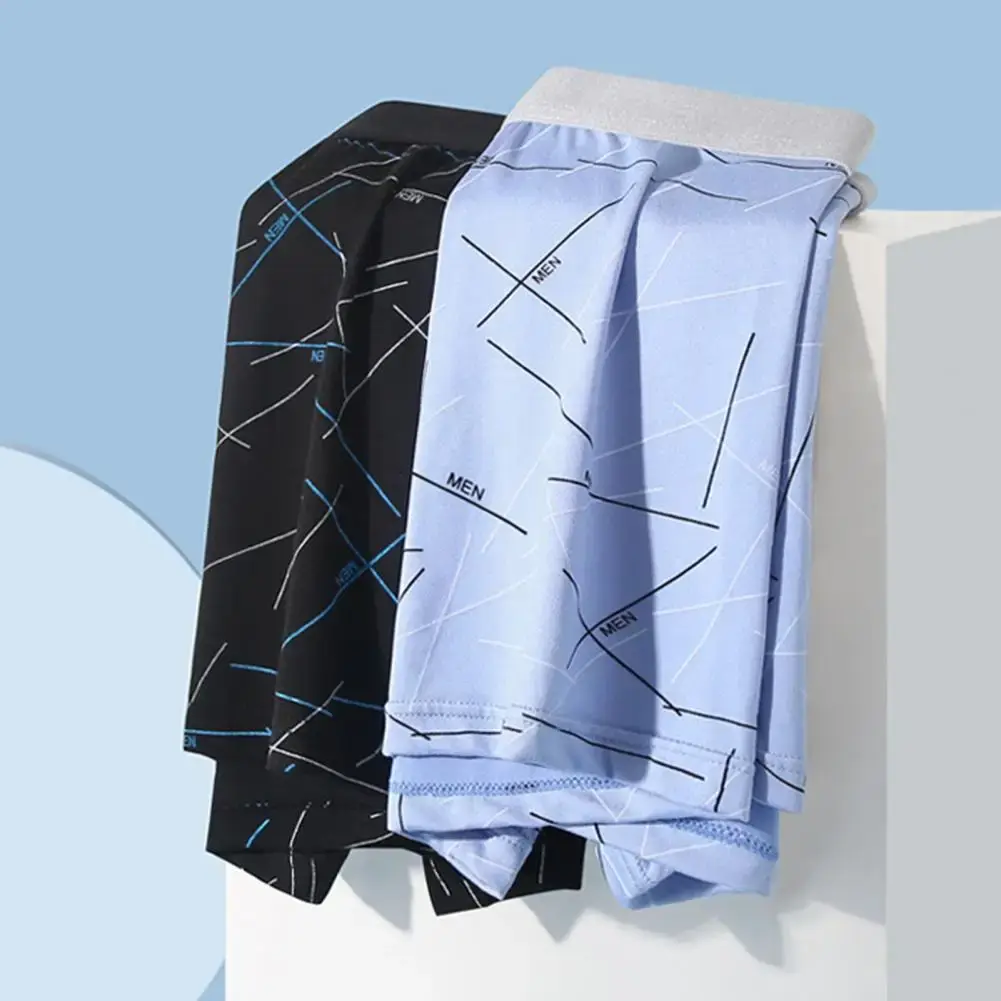 Calzoncillos de hombre, ropa interior elástica, cintura media, estampado de letras a rayas, suave, transpirable, sin costuras, convexo en U, calzoncillos de secado rápido para hombre