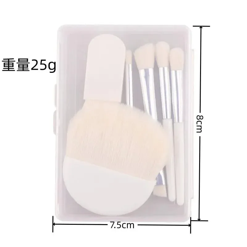 6 Buah Set Kuas Rias Travel Mini dengan Kotak Bening Kuas Rias Concealer Pencampur Foundation Bedak Kosmetik Portabel — image 2