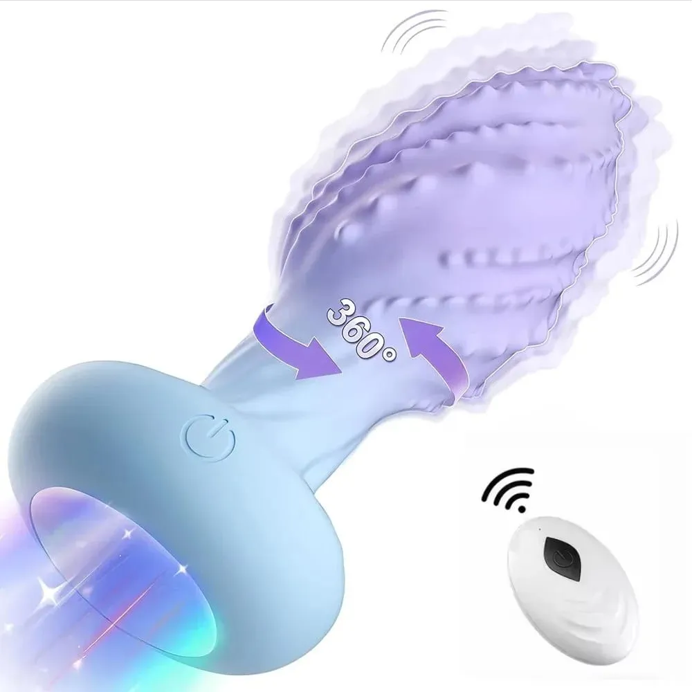 Anal Plug Sex Toys 360° Rotation Butt Plug Vibrator With LED Light UP Remote Control Men Prostate Massager for Women Masturbator — image 1