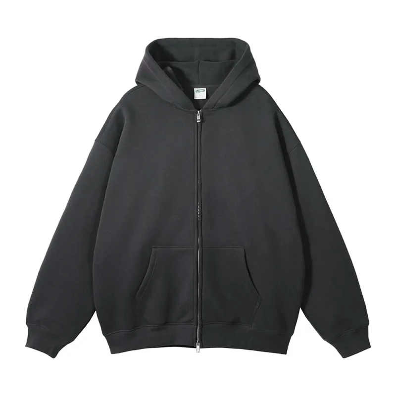 New Men Double Headed Zipper Fleece Hoodies Unisex Loose Basic Solid Warm Hooded Sweatshirts Coats For Winter HY0633 — image 57