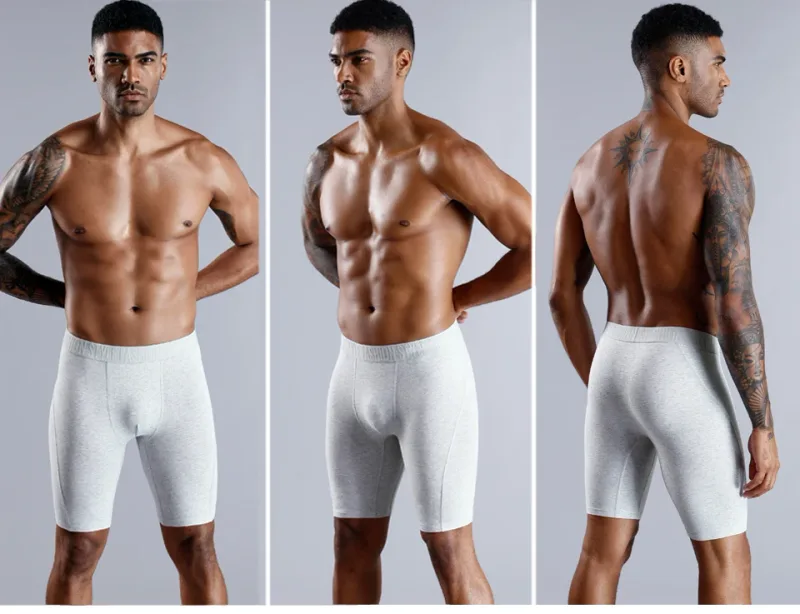 4pcs Long Boxers for Men Underwear Plus Size Men's Panties Sexy Long Leg Underpants Cotton Mens Boxer Shorts Fashion Male Trunk — image 15
