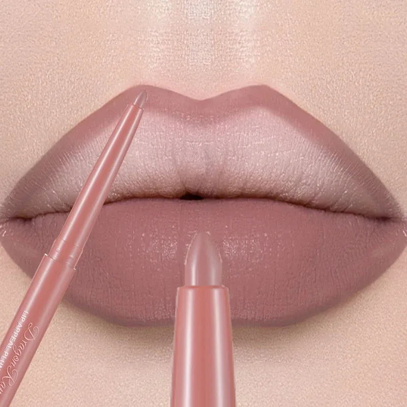 Matte Lip Liner Lipstick Pen Rotating Not Easy To Fade Rose Gold Lipliner Pencil Waterproof Non-Stick Cup Brown Lipliner Makeup — image 3