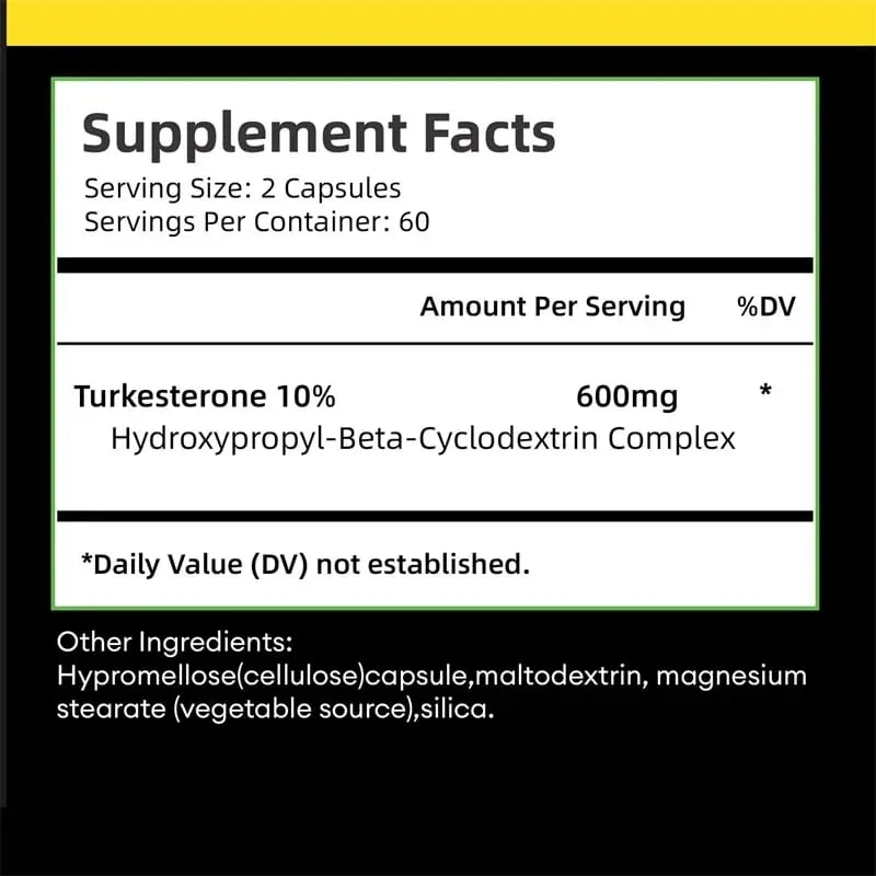 Turkesterone 600mg - Supports Muscle Mass Strength Performance and Recovery and Improves Energy Levels & Endurance