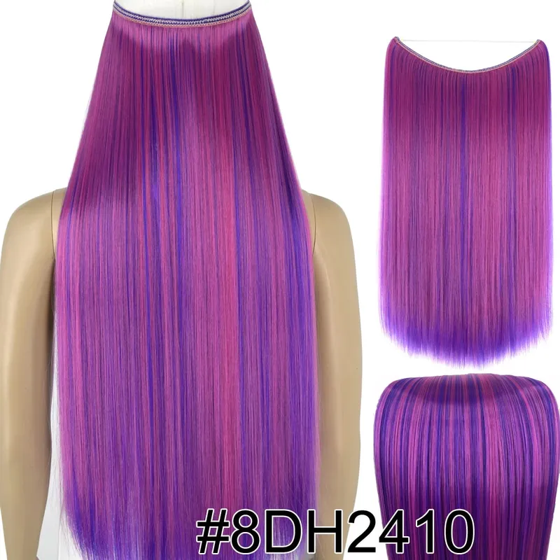 Synthetic Heat Resistant Hair Silky Straight Elasticity Invisible Wire Hair Extensions 8006 — image 19
