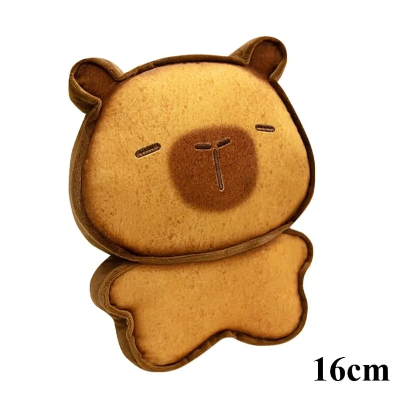 Kawaii Plush Biscuit Capybara Throw Pillow Cute Capibara Cake Cookie Toast Keychain Sofa Cushion Nap Sleeping Toys Birthday Gift