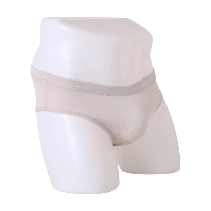 Novos homens sexy de seda gelo leve cintura baixa cuecas cuecas respiráveis ​​sem costura casual u convexo bolsa cuecas masculinas
