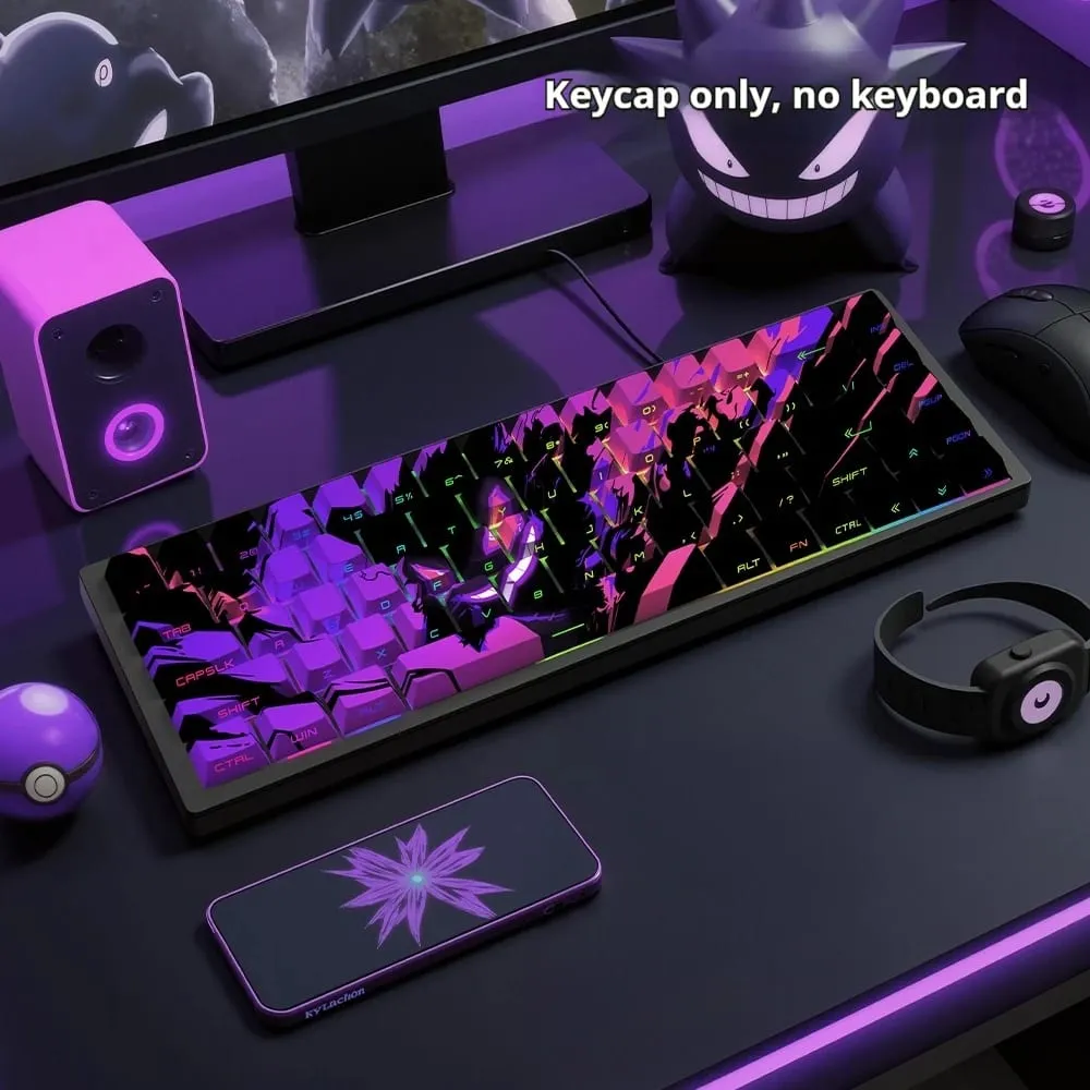 Gengar PBT Original Factory Side Engraved Translucent Keycaps 68 Keys 129 Keys E-Sports Gaming Keycaps For PC Gamer Accessoires — image 3