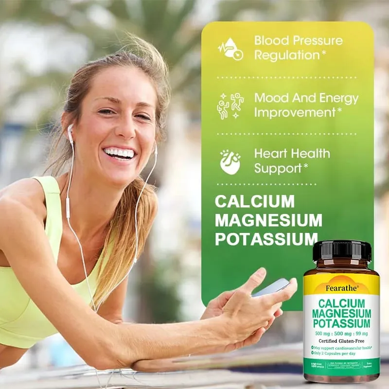 Calcium Magnesium Potassium Supplement - 500mg/500mg/99mg Per 2 Tablets - Supports Cardiovascular Health - Certified Gluten-Free — image 4
