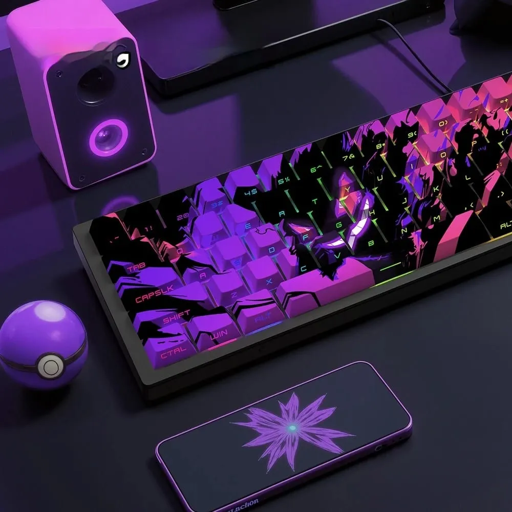 Gengar PBT Original Factory Side Engraved Translucent Keycaps 68 Keys 129 Keys E-Sports Gaming Keycaps For PC Gamer Accessoires — image 5