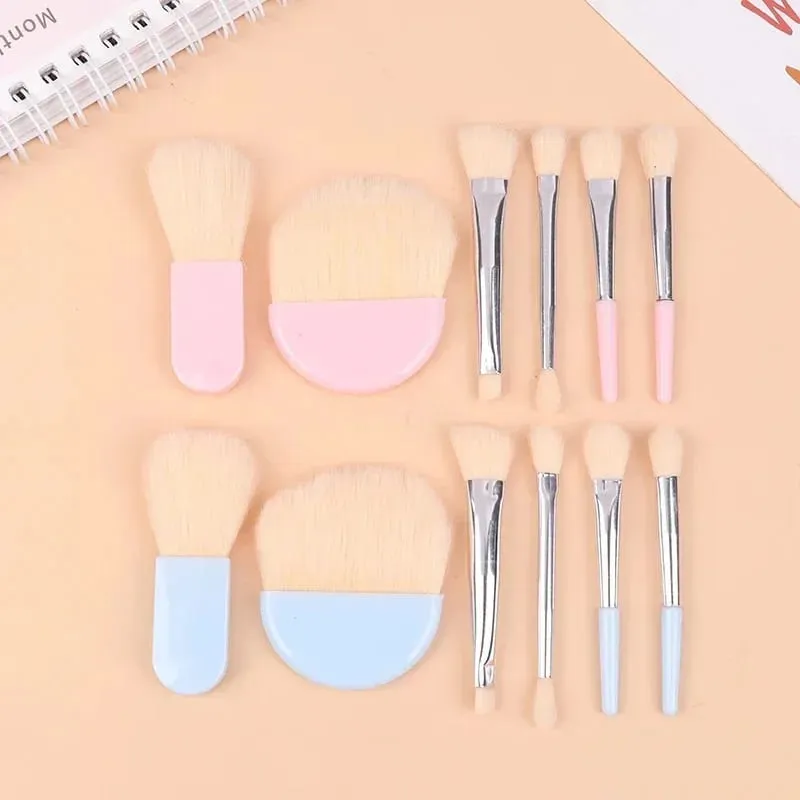 6 Buah Set Kuas Rias Travel Mini dengan Kotak Bening Kuas Rias Concealer Pencampur Foundation Bedak Kosmetik Portabel — image 3