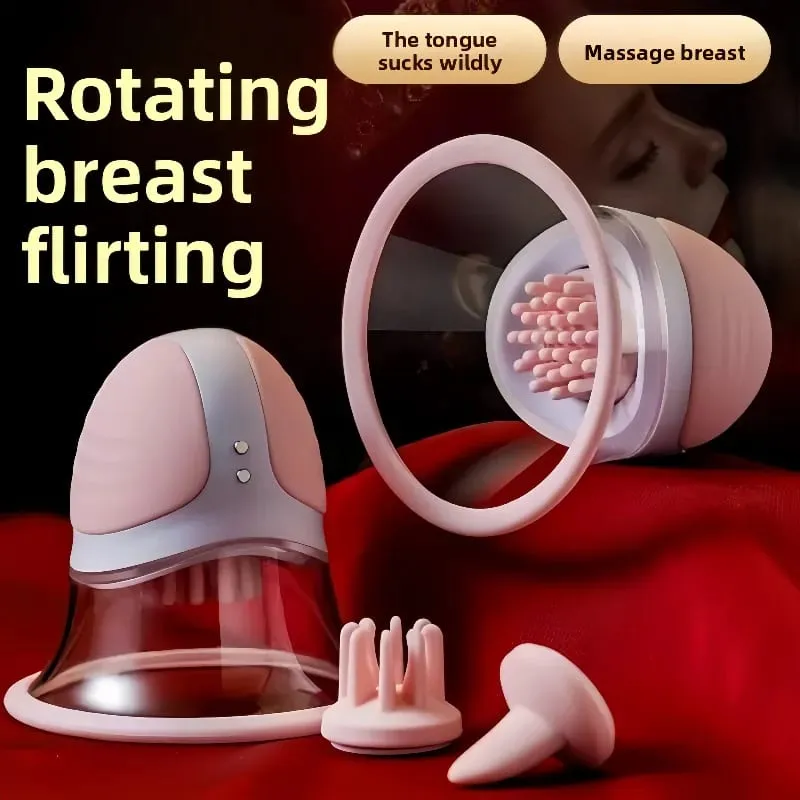 Breast Enlargement Suction Vibrator Rotating Tongue Licking Vacuum Pump chest Massager Nipple Stimulation Masturbator Sex — image 8