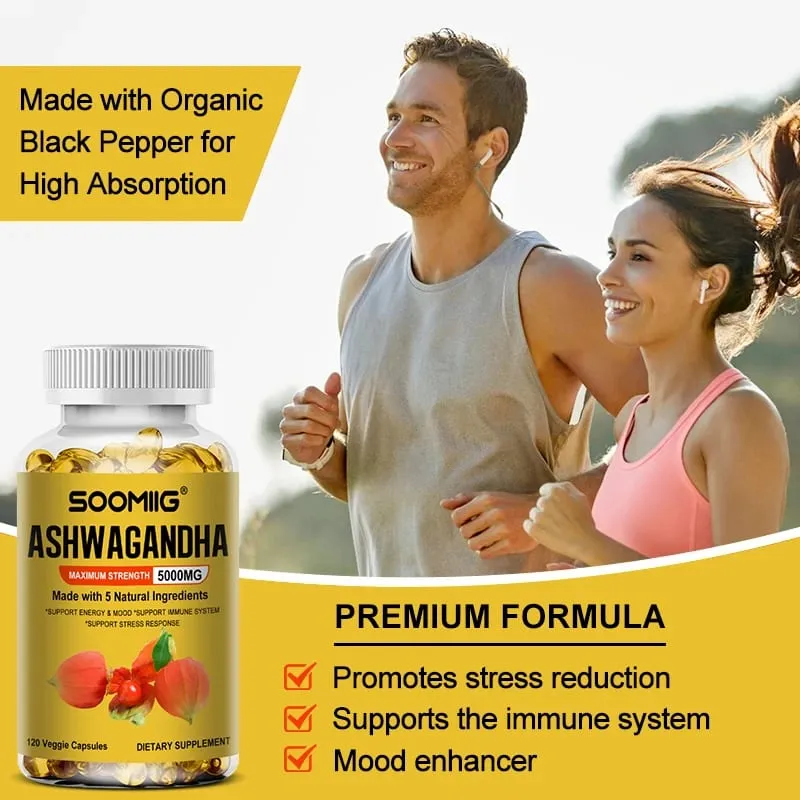 Organic Ashwagandha - Stress Relief & Immune Support Supplement Supports Balanced Energy Levels NON-GMO Vegan Capsules — image 3