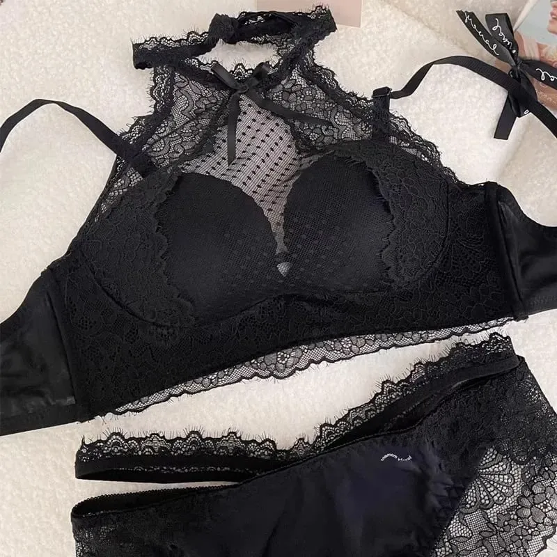 Halter Neck Push Up Bra - Latex Lace Bralette for Small Bust Voluptuous Lift & Pure Seduction Wireless Lingerie Cover Bra — image 11