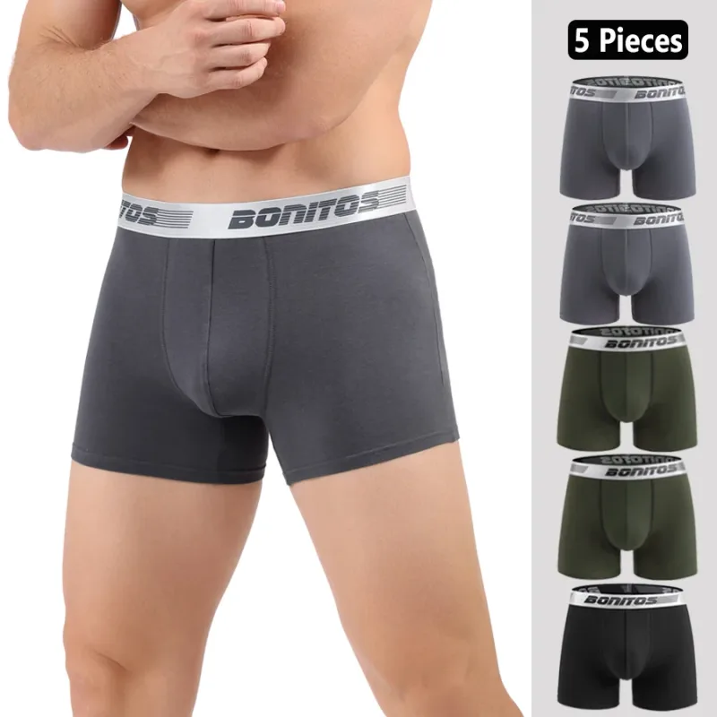 5 stücke männer Unterhosen Baumwolle Boxer Briefs Klassische Männer Höschen BONITOS Brief Elastischen Bund Boxer Unterwäsche Für Mann Shorts — image 3