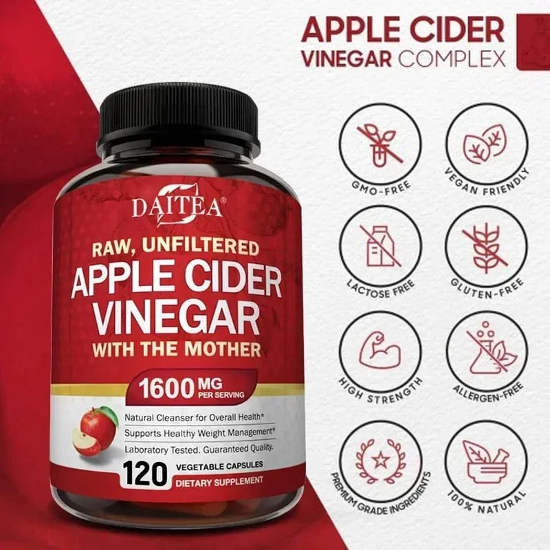 Apple Cider Vinegar 1600 mg with The Mother for Healthy Digestion Weight Loss and Energy — image 2