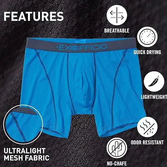 3Pack Exofficio Mens Underwear Boxer Brief With Fly Men Mesh 6" Boxer Briefs Underwear Sports Boxer Brief Shorts Light Comfy — image 3