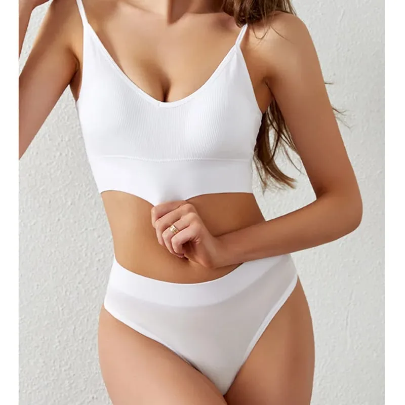 Dunne draadloze dames push-up bh-sets Plus-maat sporthaltervest Franse driehoekige cup-bh's voor dameslingerie — image 5