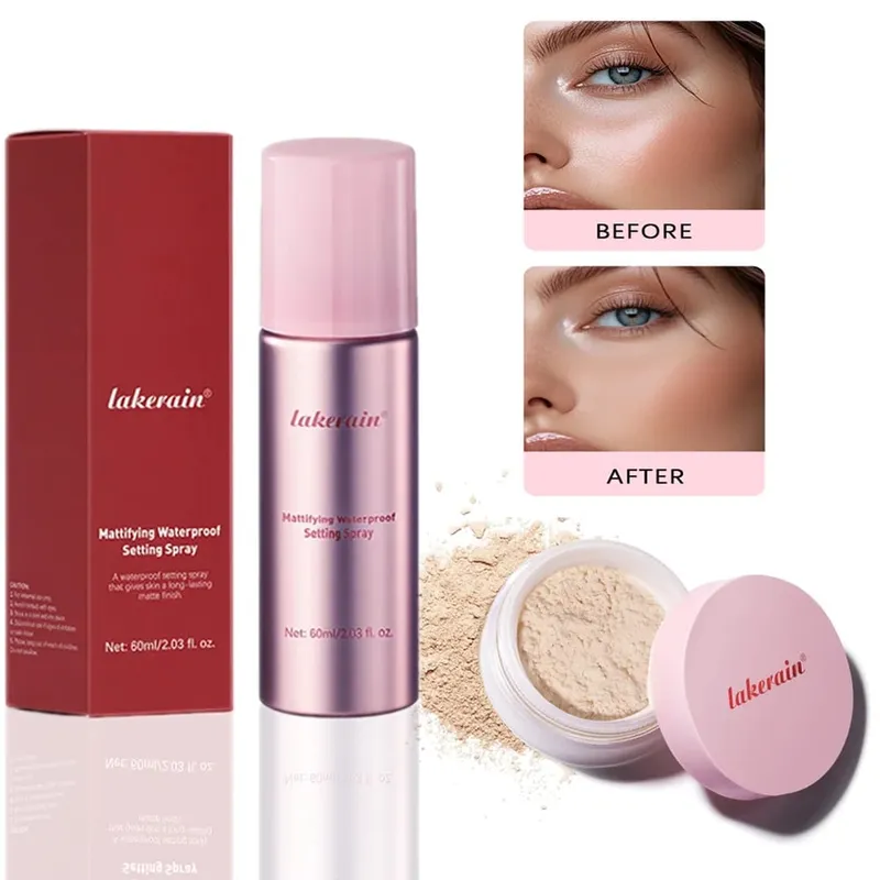 Setting Powder and Setting Spray Set Ultimate Blurring Oil Control Matte Waterproof Long-Lasting Blurs Oil Control Makeup Kit — image 1