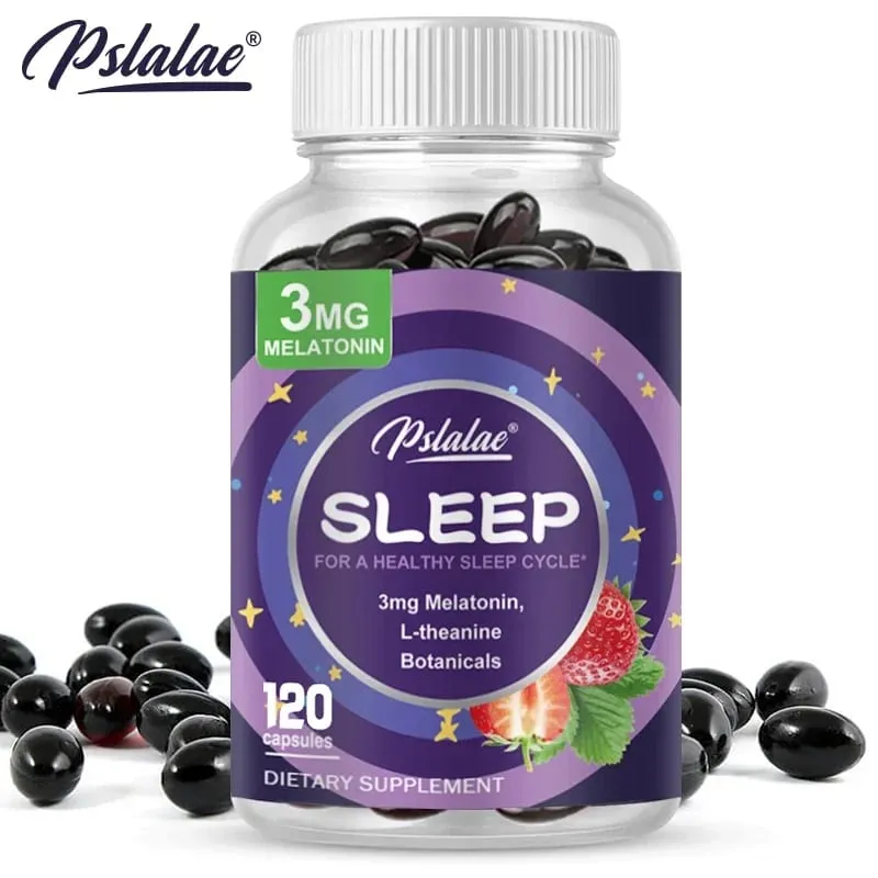Melatonin & L-Theanine Capsules Contains 3 Mg Sleep Support Helps Calm Mind and Mind for Better Longer Sleep Non-GMO — image 1