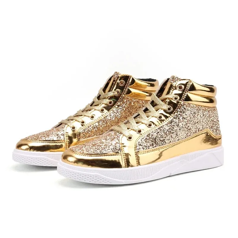 Man's Casual Shoes High-tops Silver Glitter Bling Platform Sneakers Men Non Slip Skateboard Shoes Zapatillas Hombre — image 8