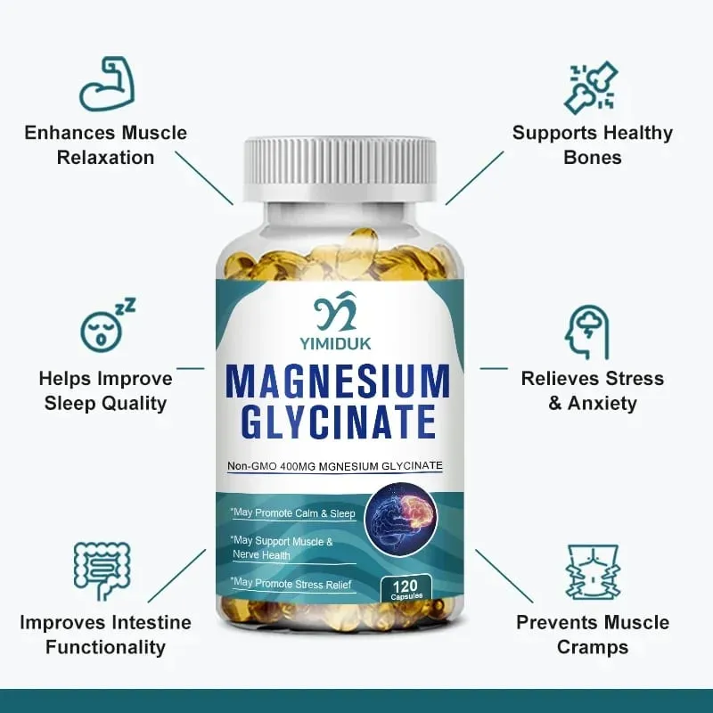 Yimiduk reines Magnesiumglycinat-Ergänzungsmittel mit Vitamin B6 zur Bekämpfung von Müdigkeitskrämpfen und zur Herzgesundheit reduziert Angstzustände. Vegan — image 3