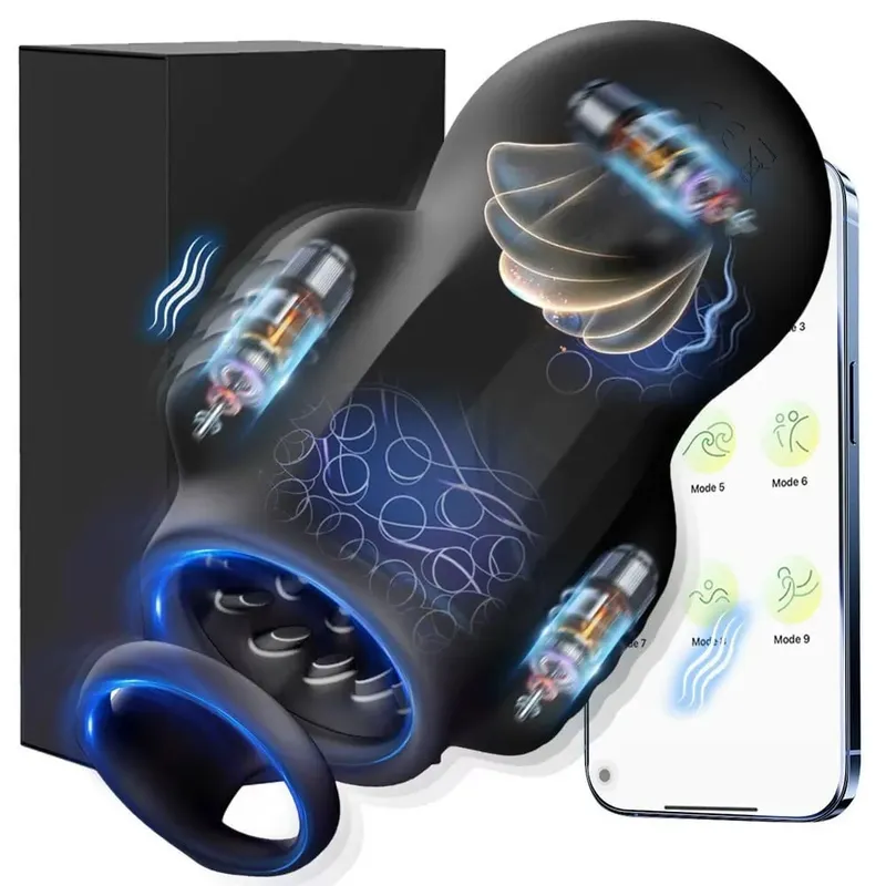 Male Masturbator Pennis Vibrator 10 Vibrating 3 Motors Stroker with App Control 360° Wrapping Sex Toy for Training for Men — image 10