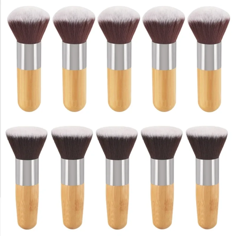 Bamboo Handle Foundation Brush Loose Powder Makeup Borstar Blush Contour Liquid Foundation Cream Professionell ansiktsskönhetsverktyg — image 16