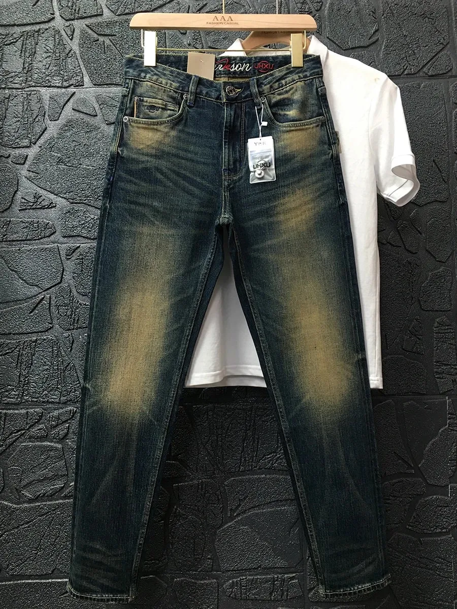 High Quality 99% Cotton Red Selvedge Stretch Denim Jeans Men American Vintage Casual Slim Fit Straight Pants 24ss Y2k Youth Male — image 3