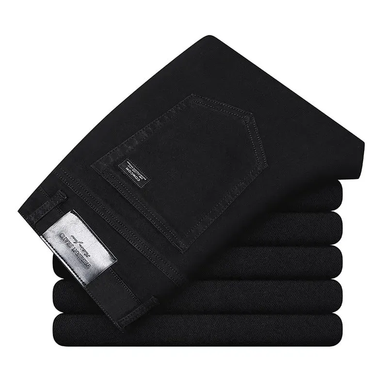 2026 Classic Men Straight Jeans Homme Pantalon Streetwear Soft Black Blue Masculino Denim Mans Pants