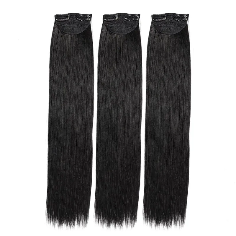 3pcs/set Clip in Hair Extensions Synthetic Hairpieces 20inch Thick Long Straight Clip in on Hair Extensions for Women Girls