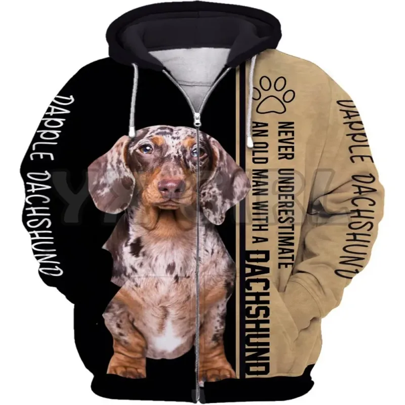 Neve Underestimate An Old Man With A Dachshund 3D Printed Hoodies Men For Women Zipper Hoodie Casual Street Tracksuit 01 — image 6