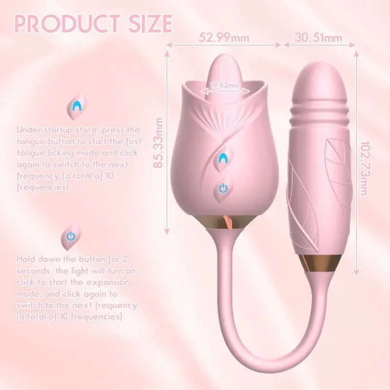 Rose-Licking Vibrator for Women Nipple Clitoral Stimulator Massager Thrusting Dildo 2 in 1 Sex Toy for Women Adult Sex Products — image 13