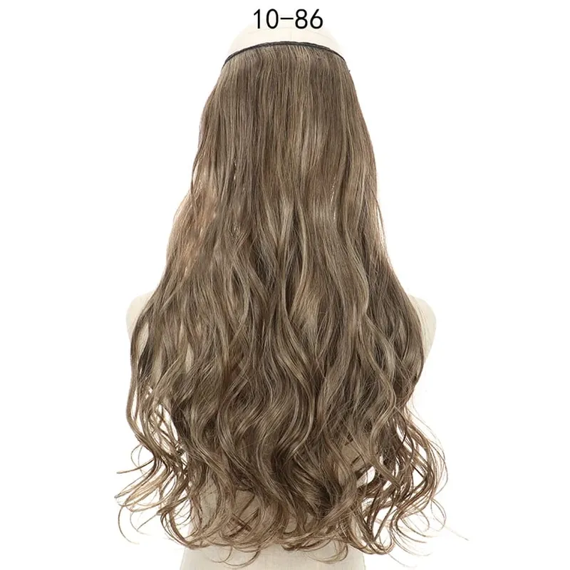 Long No Clips Invisible Wire Hair Extensions 16 22 32" Synthetic Wavy Black Brown One Piece Hairpiece Hair Extension